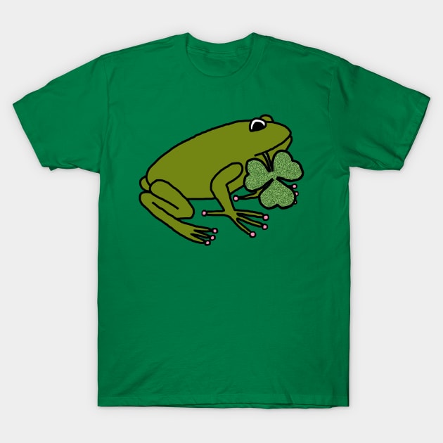 Frog Holding Shamrock for St Patricks Day T-Shirt by ellenhenryart